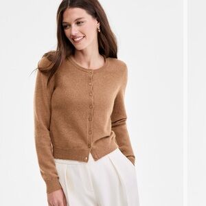 Charter club 100% cashmere crewneck cardigan NWT petite medium
